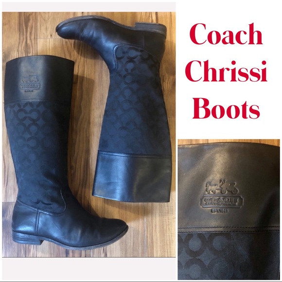 Coach Shoes - Coach Tall Black Boots Chrissi Monogram
